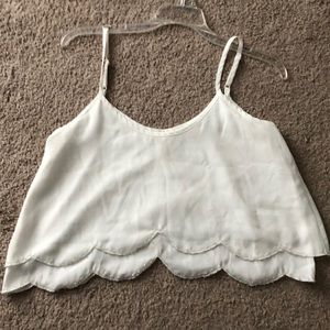White beaded crop top